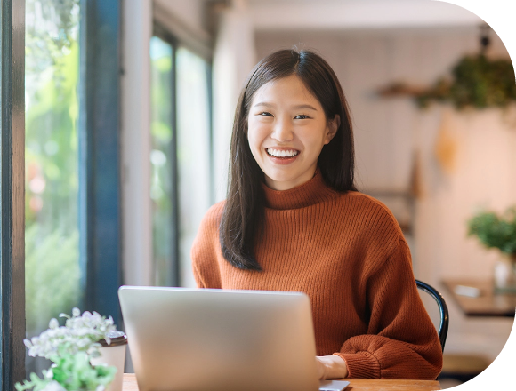 young woman learning